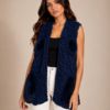 b678eeba-22d3-4018-86f5-47263298500e Handmade Irish Lace Crochet Gilet van Wol met Max Mara Faux Fur – Donkerblauw – S t/m XL