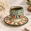 bde6c75f-9fce-4eb1-9055-3002ba3122d1 Handgemaakte Keramische Kop met Schotel – Handbeschilderd Groen & Blauw/Handgemaakte Keramische Kop met Schotel | Handbeschilderd