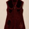 Luxe Handmade Irish Lace Crochet Gilet met Max Mara Faux Fur – Bordeaux maat S tot L