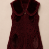 Handmade Irish Lace Crochet Gilet-Jas Bordeaux – Vegan Faux Fur | Luxury Amsterdam