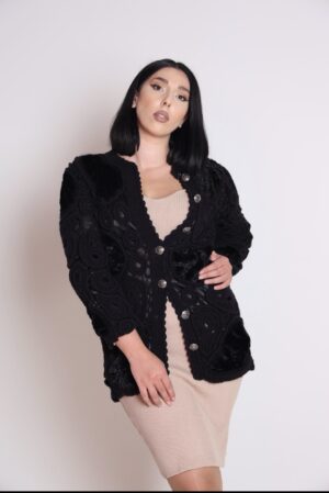 screenshot-18 Handmade Irish Crochet Wool Jacket Black – Faux Fur Details | Nina’s Handwork Boutique
Handmade Black Crochet Wool Jacket with Faux Fur | Women M/L