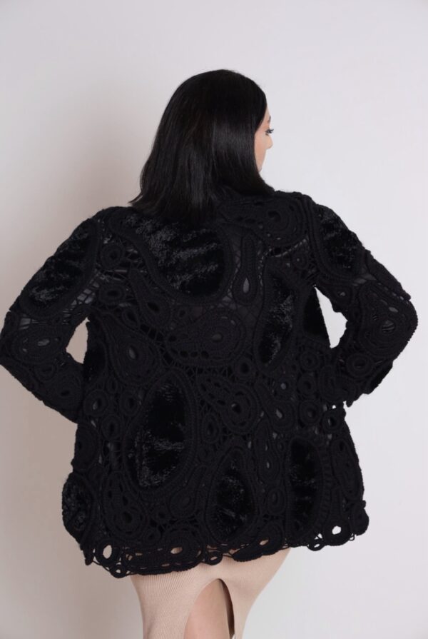 screenshot-20 Handmade Irish Crochet Wool Jacket Black – Faux Fur Details | Nina’s Handwork Boutique
Handmade Black Crochet Wool Jacket with Faux Fur | Women M/L