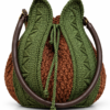 LUX TULIP AMSTERDAM – Exclusieve Handgemaakte Crochet Tulip Tas | Olive Green & Terracotta | Nina’s Handwork Boutique