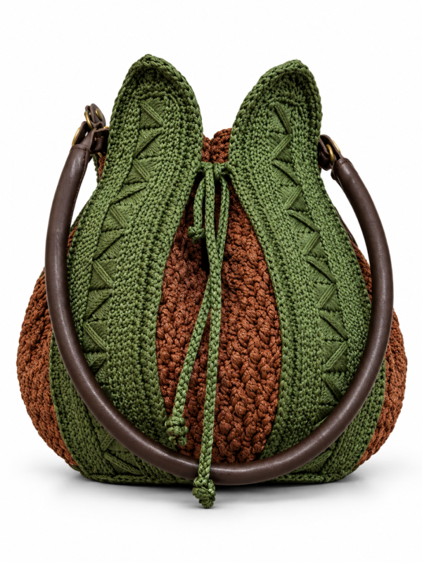 LUX TULIP AMSTERDAM – Exclusieve Handgemaakte Crochet Tulip Tas | Olive Green & Terracotta | Nina’s Handwork Boutique