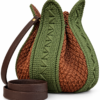 LUX TULIP AMSTERDAM – Exclusieve Handgemaakte Crochet Tulip Tas | Olive Green & Terracotta | Nina’s Handwork Boutique