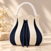 Handmade Crochet Tulip Bag – Navy & Ivory | Nina’s Handwork Boutique Amsterdam